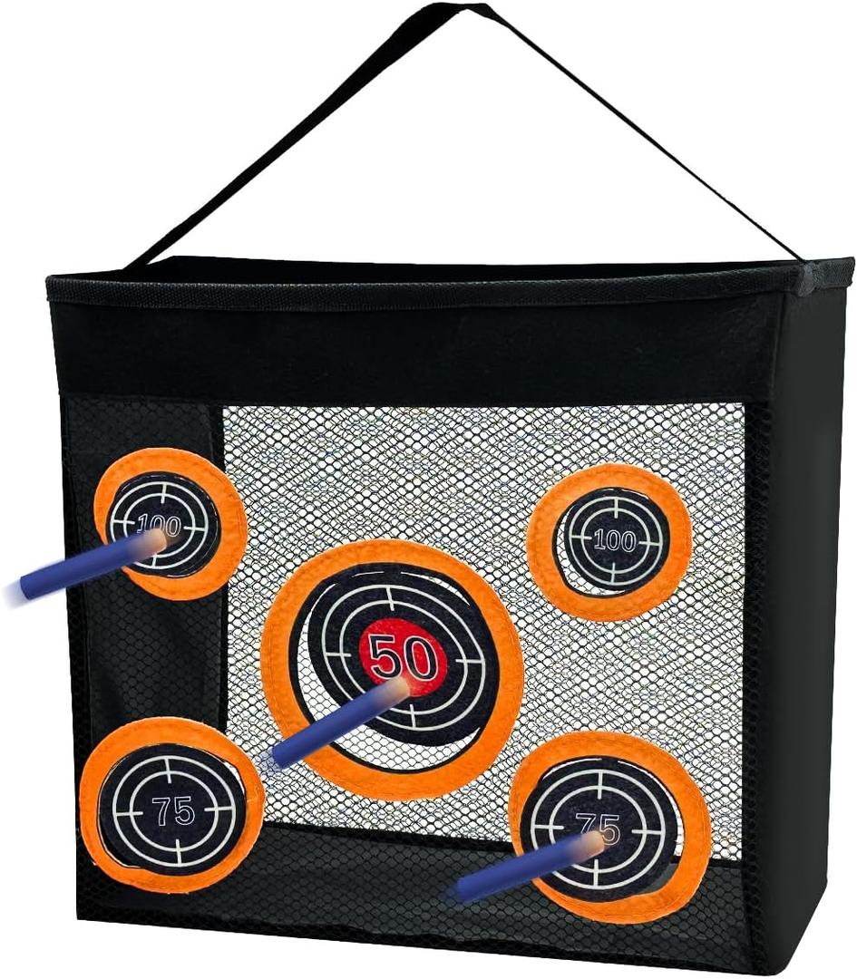 Shooting Practice Target Toy Storage Mesh Bag Compatible with Nerf Darts, Portable & Foldable Dart Zone for Kids Boys Girls 6+