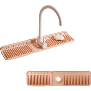 17.7" Silicone Sink Splash Guard - Multi-Functional Kitchen Sink Mat with Drip Tray, Sponge Holder & Soap Dish, 6Slope Design for Easy Drainage, Foldable & Fasten Button for Secure FitPink
