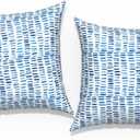 Outdoor Throw Pillow Covers 18x18, Decorative Pillow Covers for Patio Furniture, Modern Cushion Cases for Garden Couch Home Sofa Bed Office Chair, Pack of 2, Pebble Blue