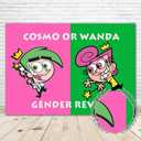 Cosmo or Wanda Gender Reveal Decorations 7x5FT Vinyl Cosmo or Wanda Baby Shower Backdrop Birthday Party Supplies Cake Table Room Wall Decor Picture Photoshoot