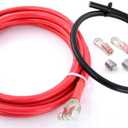 JEGS Remote Battery Cable Kit | 1-Gauge | 3/8  Terminal Size | Includes One 15-Foot Positive Cable, One 3-Foot Negative Cable, 2 Battery Terminals, 2 Cable Lugs, And 2 Side Post Adapters