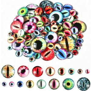 TOAOB 80pcs Assorted Colors Glass Dragon Eyes 6mm to 30mm Crafts Cabochons for Clay Doll Making Sculptures Props and DIY Jewelry Making Findings
