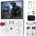 Newest R36MAX Ⅱ 4.5 Inch Retro Handheld Game Console,1024x768 IPS HD Screen,128G Built-in 22000+ Classic Game,Portable Open Source Linux System,4000mAh Battery with Arcade Joysticks*2 (White)