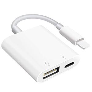 SUNTRSI USB Camera Adapter with Charging Port, Portable USB Female OTG Adapter Suitable for iPhone iPad, Plug and Play USB Adapter for iPad Support Card Reader