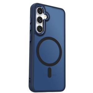For Samsung Galaxy S24 FE Case, Matte Magnetic Phone Case, Support for Magsafe, Translucent Frosted Slim Shockproof Protective Cover for Samsung Galaxy S24 FE, Navy Blue
