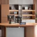 5Pcs Name Plate Holder for Desks, 2.36'' x 8'' Curved Sign Holder Stand for Table Display, Aluminum Nameplate Stand with Plastic Film - Black