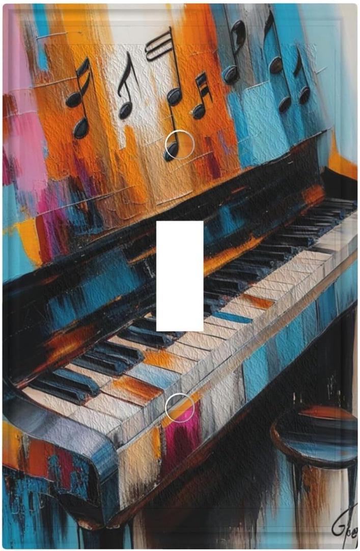 Decorative Art Light Switch Covers,1 Gang Single Toggle Duplex Outlet,Wall Plate,Switchplate Electrical Faceplate,Paino