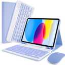 SOPPY Bluetooth Keyboard Case with Mouse for iPad 11th Gen. (A16) 11-inch 2025, 10th Generation 10.9 inch 2022, Detachable Protective Cover, with Built-in Pen Holder, USB-C Rechargeable, Purple