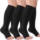 3 Pack Copper Compression Socks for Women & Men, 20-30mmHg Open Toe Knee High Stockings for Circulation Support (Small-Medium)