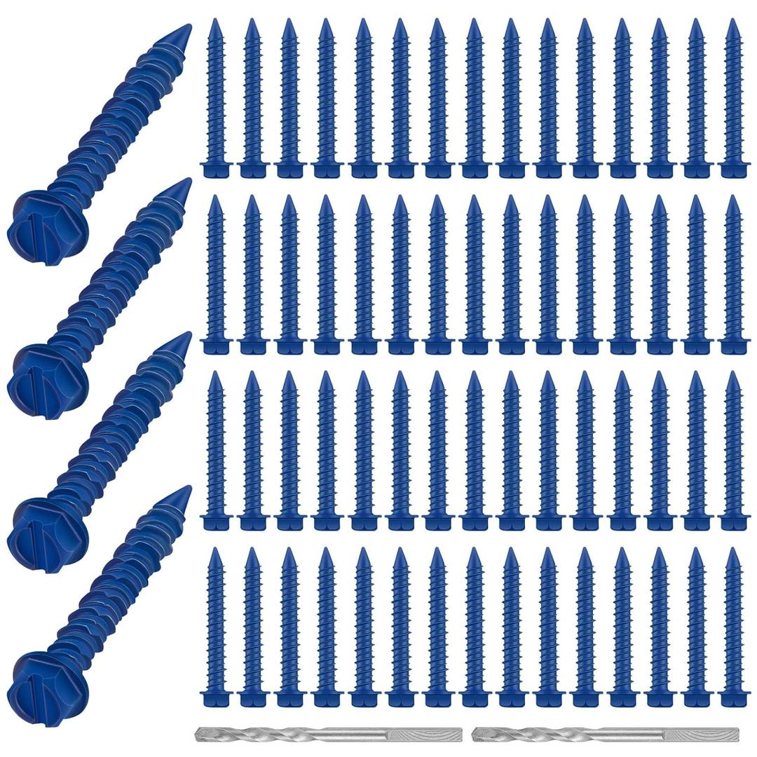 200 Qty 1/4" x 1-3/4" Hex Head Diamond Tip Concrete Screws Anchor with Drill Bit for Anchor Masonry, Block, Brick, Cement, Stucoo