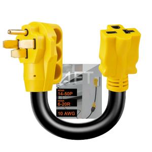 NEMA 14-50P to 6-20R EV Charger Adapter Cord, 50 Amp 250V 4 Prong 14-50 RV Generator Male to 20 Amp 250V 3 Prong 6-20/6-15R Female, STW 10AWG/3C, ETL Listed