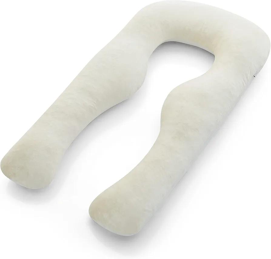 Yana Sleep Pillow | Luxury Body & Pregnancy Pillow - Organic Bamboo Cotton - Shredded Cooling Gel Fill - Ergonomic Design - Double Sided - Washable