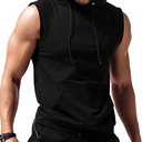 Amussiar Men's Workout Hooded Tank Tops Sleeveless Gym Training Hoodies Bodybuilding Muscle Cut Off T Shirt S