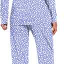 HOTGIFT Womens Pajamas Sets, 2 Piece Lounge Pjs Set Long Sleeve Long Pant Ladies Sleepwear with Pockets Spot Blue XX-Large