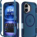 4 x DEERLAMN Magnetic Shockproof Case for iPhone 16 6.1-Inch, [Compatible with MagSafe] [Military Grade Drop Protection] Translucent 2-Layer Durable Bumper Heavy Duty Protecive Phone Cover, Matte+Blue