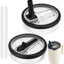 40 OZ Tumbler Flip Straw Lid for Stanley Quencher, Spill Proof Lids Replacemen, Non Spill Straw TOP Cover Replacement Accessories with Brush Black