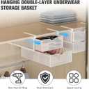 Underwear Drawer Organizer for Closet, Hanging Pull-Out Bra Sock Lingerie Storage Basket - Double-Layer Mesh Undergarment Organizer, Multifunctional Space-Saving Wardrobe Organizer for Bedroom