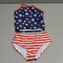Jxstar Girls 2-Piece Bathing Suit Unicorn Swimsuits Swimwear Tankini for Kids (4-5T, Flag)
