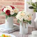 Rustic Vase for Table Centerpieces 5.91 Inch Flower High Vase with Twine Bow Vintage Farmhouse Decor for Wedding Reception Dining Baby Shower Home Galvanized Metal Buckets(White,32 Pcs)