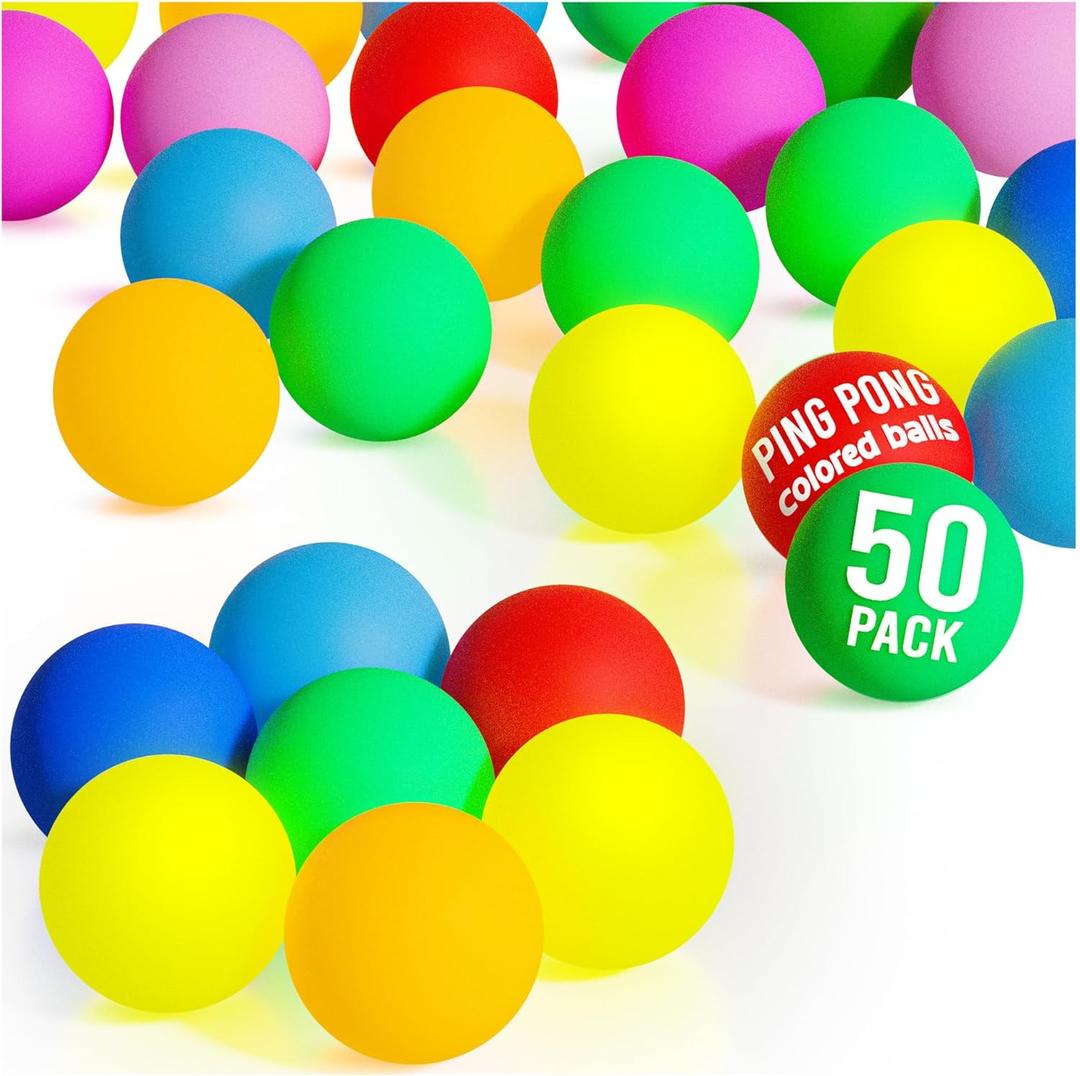 D-Xam Multi Color Ping Pong Balls Table Tennis Ball for Games Arts Pong Balls Pack of 50, 30 and More (40mm Size) for Party Pets School Activities Christmas Halloween Colorful Pongs