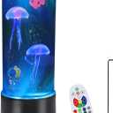 PINPON Jellyfish Lamp Color Changing Artificial Fish Tank with USB & Battery Powered Option 4 Lighting Modes Aquarium Lamp with Remote Control Mood Light for Relax