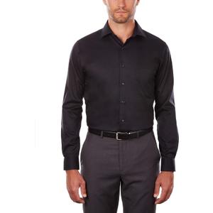 Van Heusen Men's Dress Shirt Regular Fit Flex Collar Solid (17" Neck 34"-35" Sleeve, Black)