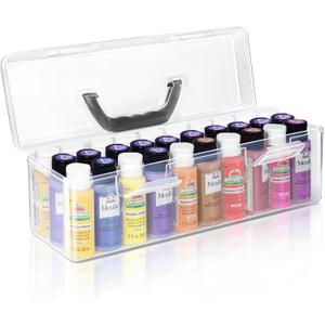 Vowcarol Acrylic Paint Storage Box, 30 Bottles Capacity Acrylic Paint Organizer for 2 fl. oz Bottles, Craft Organizer