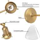 PERMO Industrial Vintage Slope Pole Wall Mount Single Sconce with Funnel Flared Clear Glass Shade Wall Sconce Light Lamp Fixture Hardwired (Antique Gold)