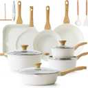 SENSARTE Nonstick Ceramic Cookware Set, 23 PCS Pots and Pans Non Toxic, PFAS & PFOA Free, Non Stick Healthy Kitchen Cooking Set with Stay-Cool Handles, White