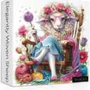 Animal Sheep Puzzles for Adults 1000 Pieces, Yarn Cute Lamb Jigsaw Puzzles, Colorful Knitting Flower Puzzle as Home Decor