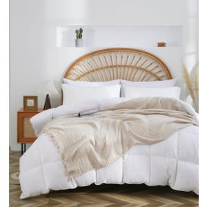 100% Cotton Muslin Throw Blanket for Bed, Couch, Small, Decorative, Soft, Pre-Washed, Breathable and Lightweight Gauze Blanket with Tassels, Suitable for All Seasons, Beige, 50"x60"