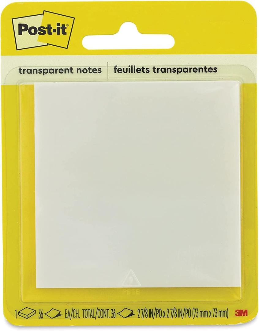 Post-it Transparent Notes, 2.88" x 2.88", 36 Sheets/Pad