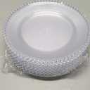 Hoolerry 12 Pack Clear Charger Plates Bulk 13 Inch Plastic Round Beaded Dinner Chargers Acrylic Frosted Grain Decorative Service Plates for Wedding Party Event, Home and Kitchen Tabletop (Transparent)