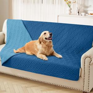 hyha Waterproof Dog Blanket, Soft Pet Bed Blankets, Waterproof Sofa Couch Cover for Dogs Washable, Reversible Pet Couch Covers for Sofa Furniture (52x82 Inch, Navy Blue/Blue)