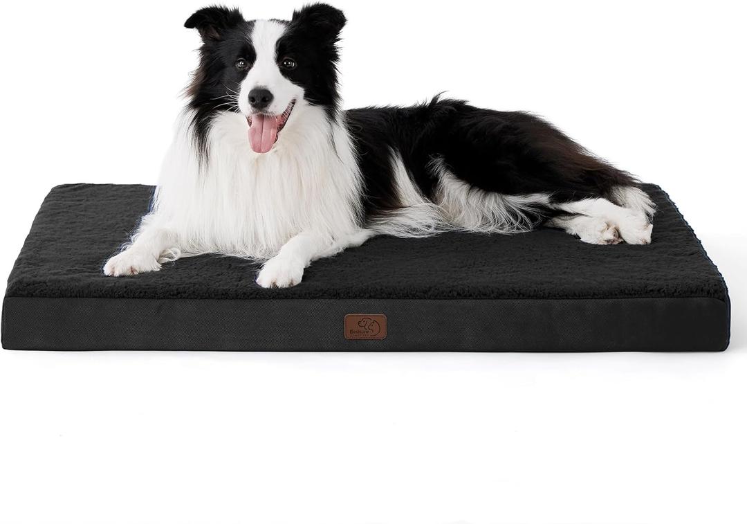 Bedsure Orthopedic Dog Bed for Large Dogs - Big Washable Dog Sofa Beds Large, Supportive Foam Pet Couch Bed with Removable Washable Cover, Waterproof Lining and Nonskid Bottom, Black
 30 x 40 In