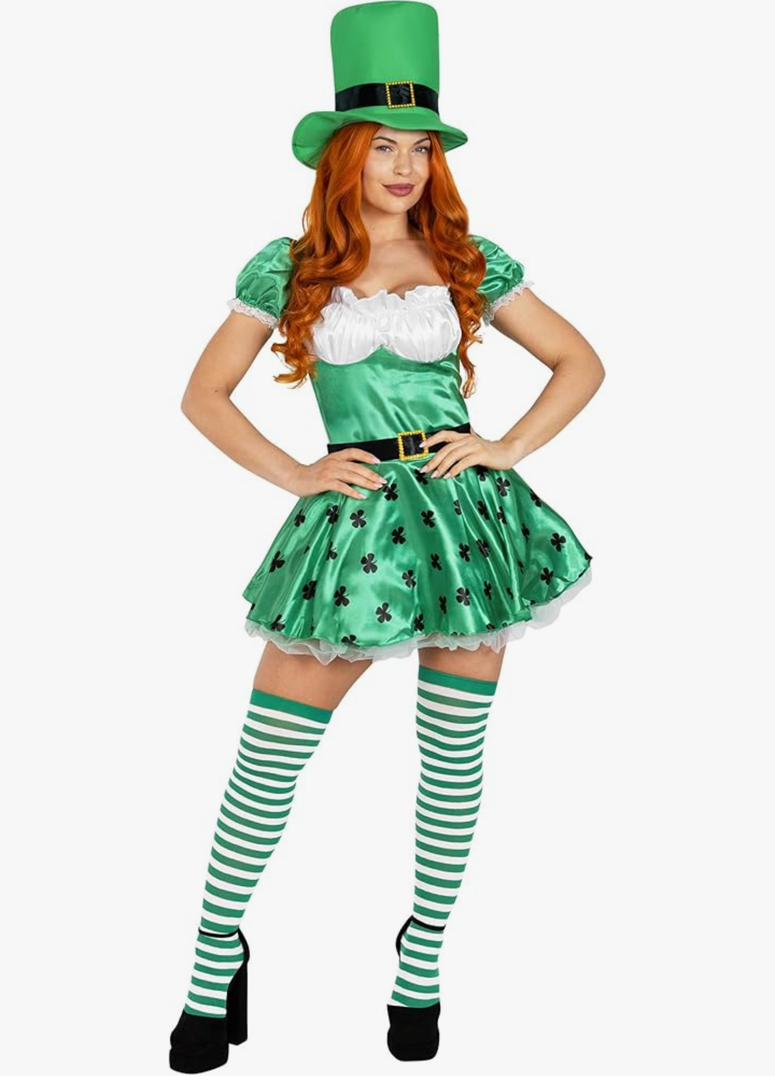 fun shack Adult Leprechaun Costume for Women, St Patricks Day Outfit, Irish Celebration Attire for Women Size S