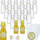 Queekay 20 Pack Mini Swing Top Glass Bottles for Vanilla Extract Homemade Olive Oil Bottles with Lids Airtight Cap Lids Labels for Wedding Baby Shower Favors(5.07 oz,Clear)