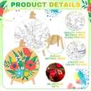 Supervitae 72 Piece Spring Floral 5.9" Round Pre Drawn Canvas Kit Spring Paint and Sip Kit with Pictures Paints Easels Brushes for Kids Adults DIY Painting Holiday Easter Party Gifts