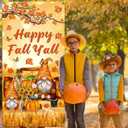 Fall Decorations - Happy Fall Y'all Door Cover Autumn Thanksgiving Door Banner Thanksgiving Dwarf Pumpkin Banner Photo Background for Autumn Harvest Party Supplies