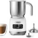 Hazel Quinn Milk Frother - Hot and Cold Detachable Milk Frother with Adjustable Temperature & Foam Thickness, Dishwasher Safe, for Latte/Cappuccino/Hot Chocolate, 400ML (13.5oz) - Pearl White