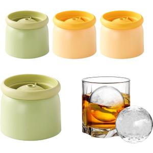 Round Ice Cube Molds Set of 4,Make 2.4 Inch Spherelce ice for Whiskey, Cocktails and Drinks.ice cubes trays for freezer,Stackable Easy Release Ice Cube tray, Spherical Ice Makers,2 Colours