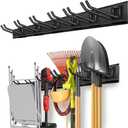 PIYILO Garage Organization, Garage Wall Organizer with 48 inches Rails and 6 Hooks, Tool Organizers Heavy Duty, Shovel Holder Wall Mount Max Load 360 LBS, Sturdy Garden Tool Rack for Folding Chairs