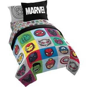 Jay Franco Marvel Avengers Pop 7 Piece Full Size Bed Set - Includes Comforter & Sheet Set - Super Soft Fade Resistant Microfiber (Official Marvel Product)