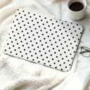Seorsok Compatible with MacBook Air 13 Inch Case 2022 2021 2020 2019 2018 Release A1932 A2179 M1 A2337 Touch ID,Elegant Leather Plastic Hard Shell Case & Keyboard Cover,Black Polka Dots Design,White