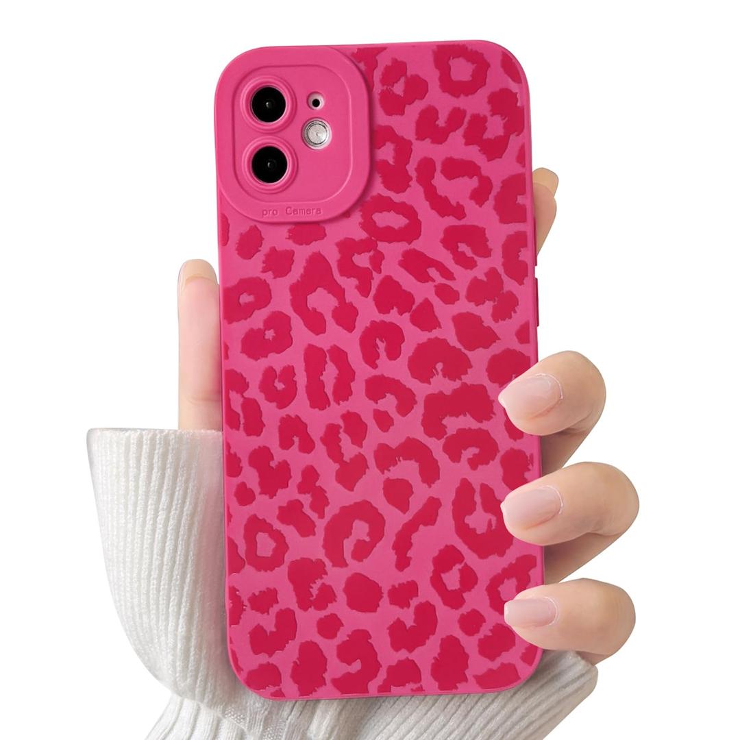 NITITOP Compatible with iPhone 15 Pro Case Cute Leopard - Rose Red
