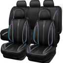 CAR Pass Nappa Leather Car Seat Covers, Durable Waterproof Luxury Universal for SUV Pick-up Truck Sedan, Anti-Slip Driver 5 Seats Covers Full Set with Backrest (Black Chameleon Iridescent Reflective)