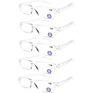 AQWANO Blue Light Blocking Computer Reading Glasses 5 Pack Clear Frame Rimless Readers Anti Glare Filter Lightweight for Women Men, 2.5