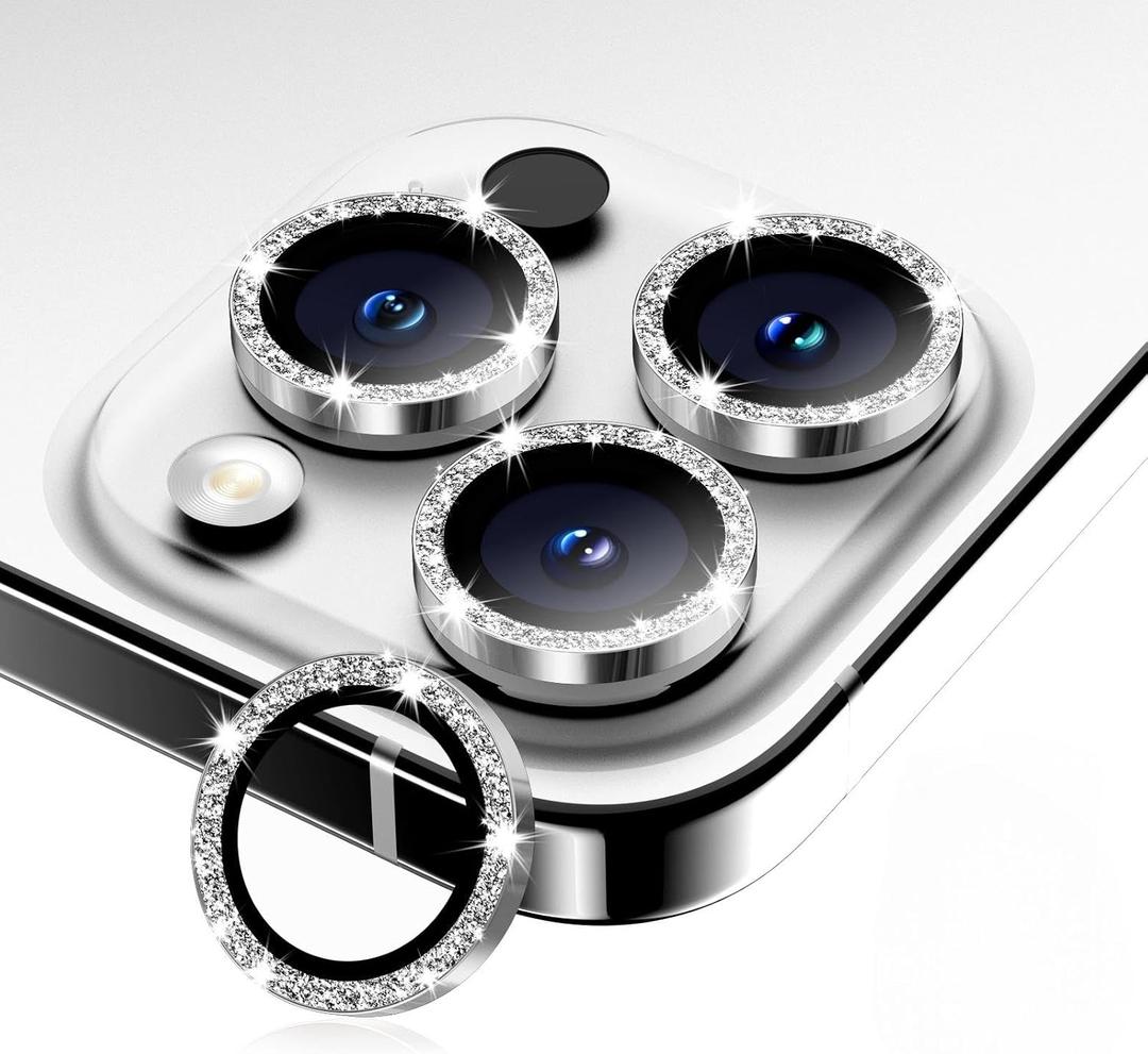 Camera Lens Protector for iPhone 16 Pro Max/16 Pro- Glitter White
