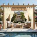 MIULEE Outdoor Curtain for Patio Waterproof, 4 Panels Grommet Outside Sheer Curtains for Gazebo/Pergola/Cabana/Porch, 54 x 102 Inch Long, Beige