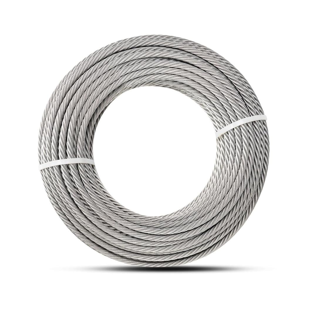 3/16 Stainless Steel Cable 150ft Wire Rope 7X19 Strands Aircraft Cable 3700lbs Breaking Strength for Yard Zipline Hardware Cable Outdoor Wire Shade Sail String Lights Deck Railing